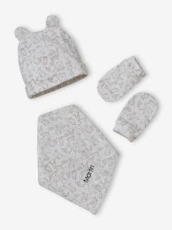 -Ensemble bonnet + moufles + foulard + sac bébé imprimé personnalisable