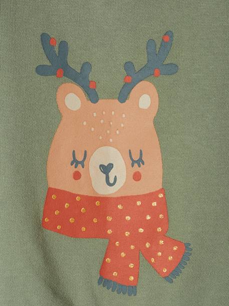 Baby-Sweatshirt; Weihnachtsmotif salbeigrün 