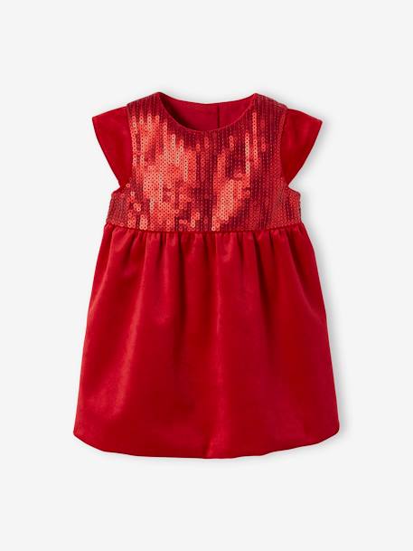 Coffret de noël bébé robe à sequins et bandeau assorti rouge 