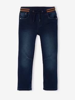 Garçon-Jean garçon droit facile à enfiler denim effet molleton 