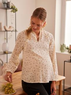 Vêtements de grossesse-Blouse gaze de coton imprimé grossesse et allaitement