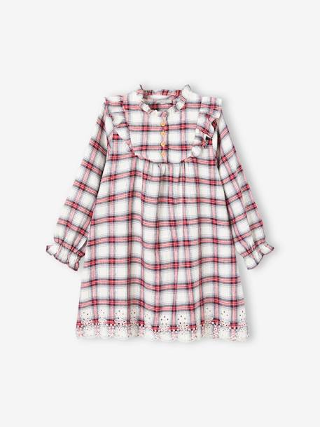Robe flanelle à carreaux fille carreaux rouge 
