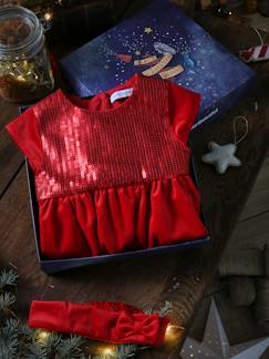 Geschenksets zu Weihnachten-Festtags-Set: Kleid und Haarband in Velours