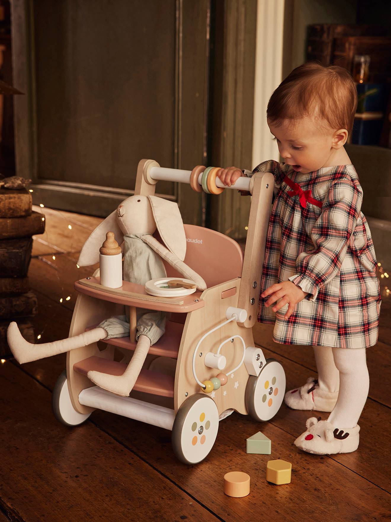 HOVCEH Chaîne de poussette en bois - Chaîne de poussette pour bébé - Jouet  pour bébé fille et garçon - Chaîne en bois