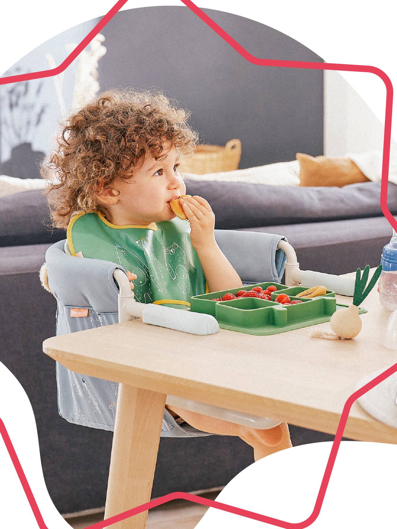 Siège De Table Pliable NAIZY Pour Bébé 6-36 Mois - Bleu, Avec Ceinture Sécurité Et Poches - Pour Table 2-8cm