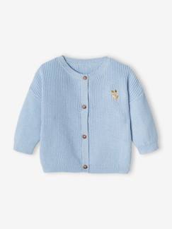 Bébé-Pull, gilet, sweat-Gilet-Gilet bébé en côtes anglaises motif irisé