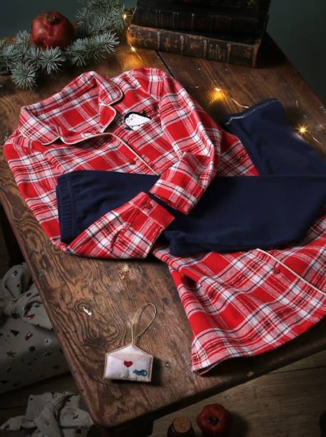 Mädchen Nachthemd & Leggings, Weihnachten kariert/blau 