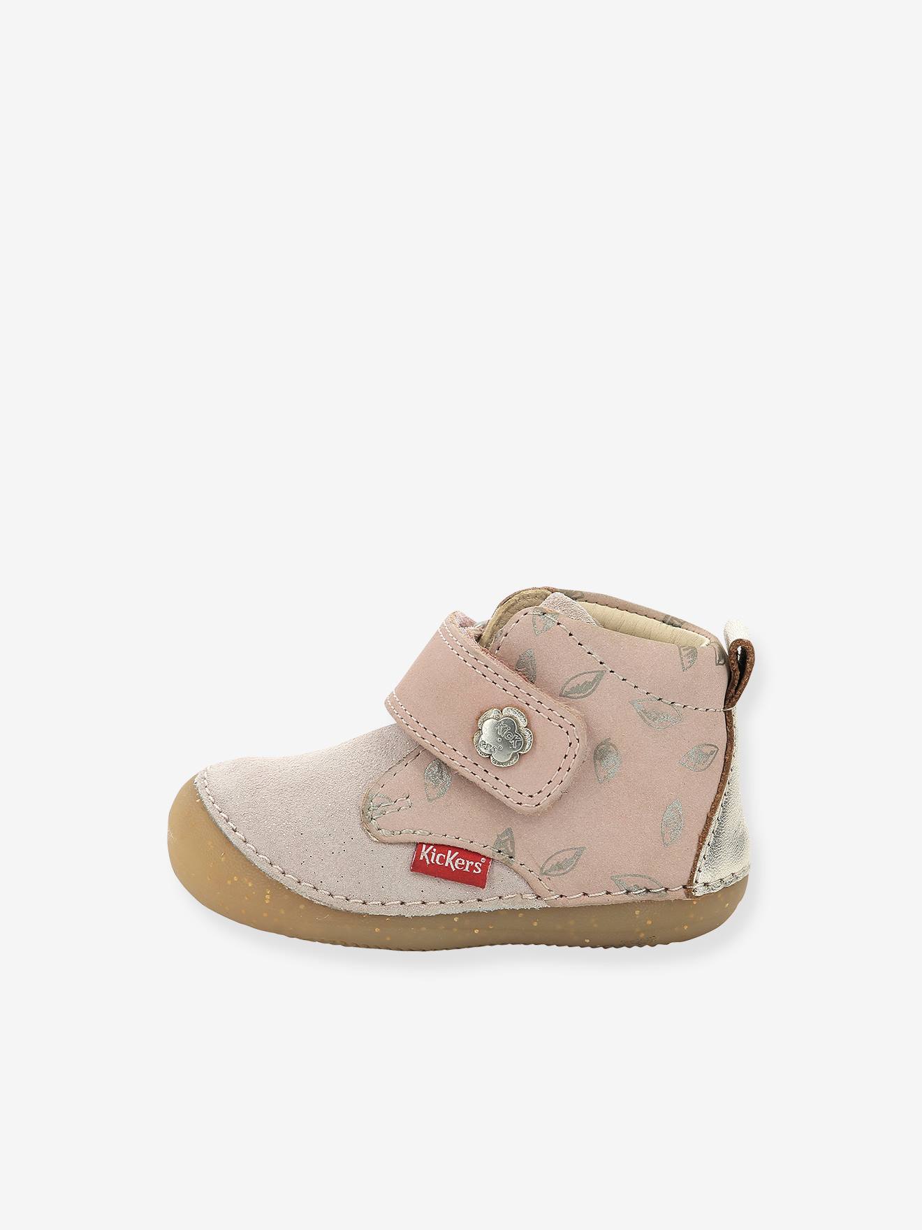 Bottillons cuir bébé fille Sabio KICKERS® 1ers pas - rose métal