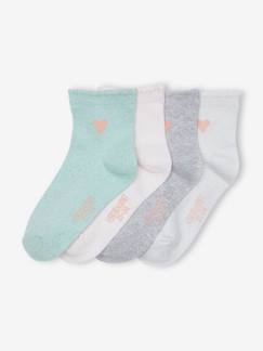 Mädchen-Unterwäsche-4er-Pack Mädchen Socken mit Glitzerherz Oeko-Tex