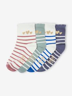 Mädchen-Unterwäsche-4er-Pack Mädchen Socken mit Streifen & Glitzer