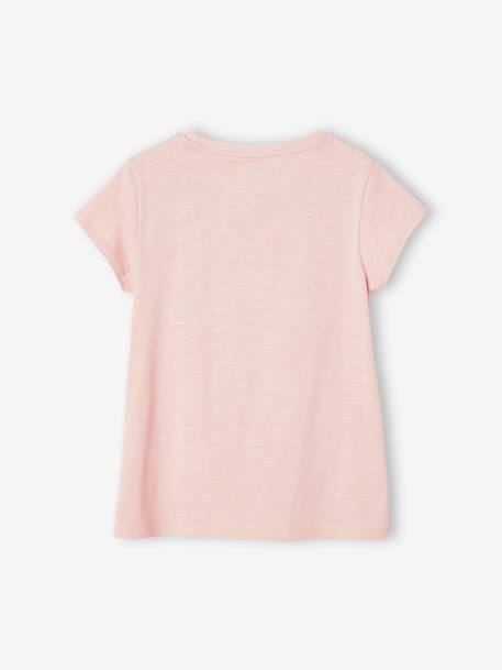 T-shirt de sport Basics fille rayures irisées placées écru+gris chiné+rose poudré 