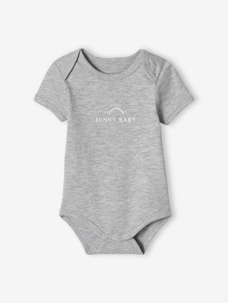 Lot de 5 bodies 'sunshine' bébé manches courtes aqua 