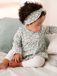 Bébé-Robe, jupe-Ensemble bébé naissance 3 pièces bandeau, robe à motifs et legging