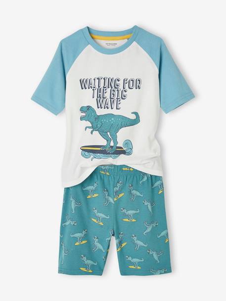 Kurzer Jungen Schlafanzug mit Dino aquamarin 