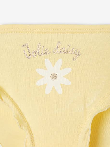 Lot de 3 culottes fille volantées 'marguerite' jaune d'or 