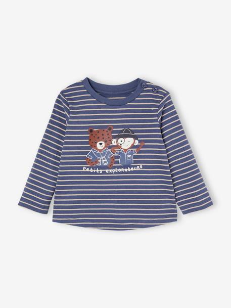 Baby-Set: Shirt & Jogginghose gestreift/karamell+indigo 