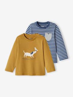 Bébé-T-shirt, sous-pull-T-shirt-Lot de 2 T-shirts basics bébé motif animal et rayé