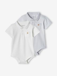 Bébé-T-shirt, sous-pull-T-shirt-Lot de 2 bodies bébé naissance col polo avec poche