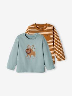 Bébé-T-shirt, sous-pull-Lot de 2 T-shirts basics bébé motif animal et rayé