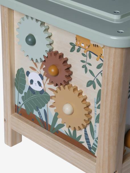 Grand cube d'activités en bois FSC® Beige LOVELY FARM+bleu+rose+rose+vert 