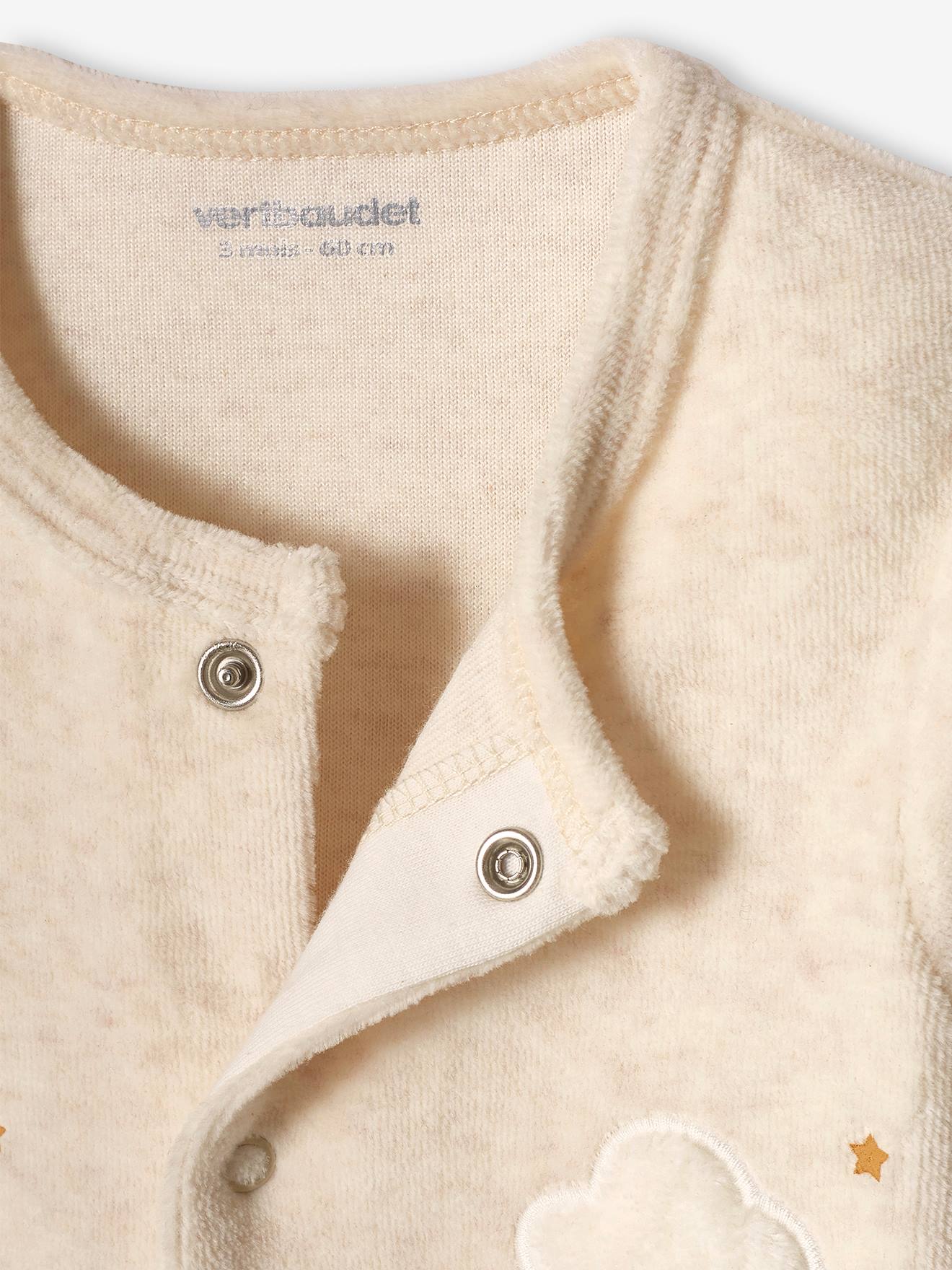 Dors-bien Bébé En Velours - Ouverture Par Pressions Devant - Taille Naissance 50cm - Beige Chiné - Vertbaudet