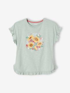 Mädchen-Mädchen T-Shirt mit Pailletten-Print und Volants