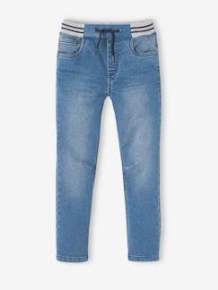 Garçon-Jean garçon droit facile à enfiler denim effet molleton 