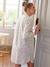 Chemise de nuit liquette grossesse et allaitement écru+Vichy sauge 