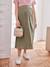 Jupe longue de grossesse en gaze de coton olive+terracotta 