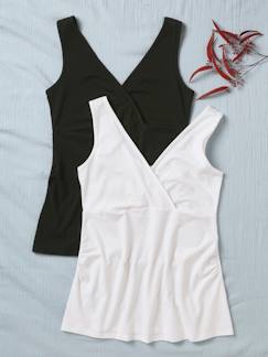 Vêtements de grossesse-Collection allaitement-Lot de 2 débardeurs cache-coeur grossesse et allaitement