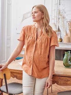 Blouse gaze de coton brodé grossesse et allaitement