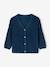 Gilet col V bébé en maille perlée bleu+gris chiné 