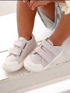 Chaussures-Chaussures bébé 17-26-Baskets scratchées bébé fille en toile