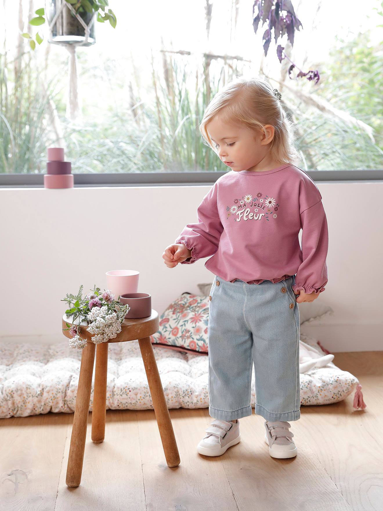 Stoffschuhe für Baby Mädchen - violett bedruckt, Schuhe