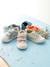 Baskets scratchées bébé fille en toile blanc+bleu imprimé marguerites+multicolore+rose imprimé+violet imprimé 