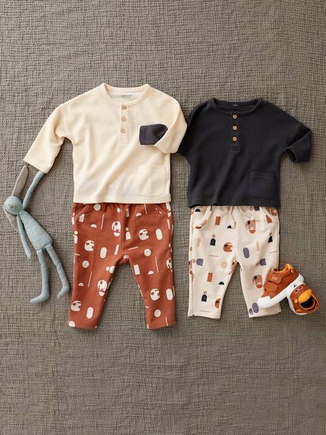 Baby-Set: Shirt & Sweathose betongrau+khaki 