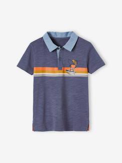 Garçon-T-shirt, polo, sous-pull-Polo à rayures placées garçon détails en chambray
