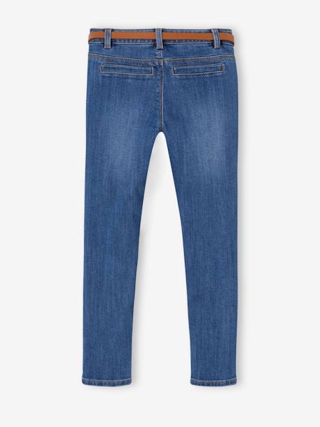 Die UNVERWÜSTLICHE, robuste Mädchen Jeans, Slim-Fit mit Gürtel, Bundweite verstellbar blue stone+grau 