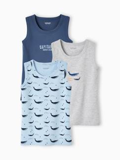 Garçon-Sous-vêtement-T-shirt-Lot de 3 débardeurs garçon "baleines"