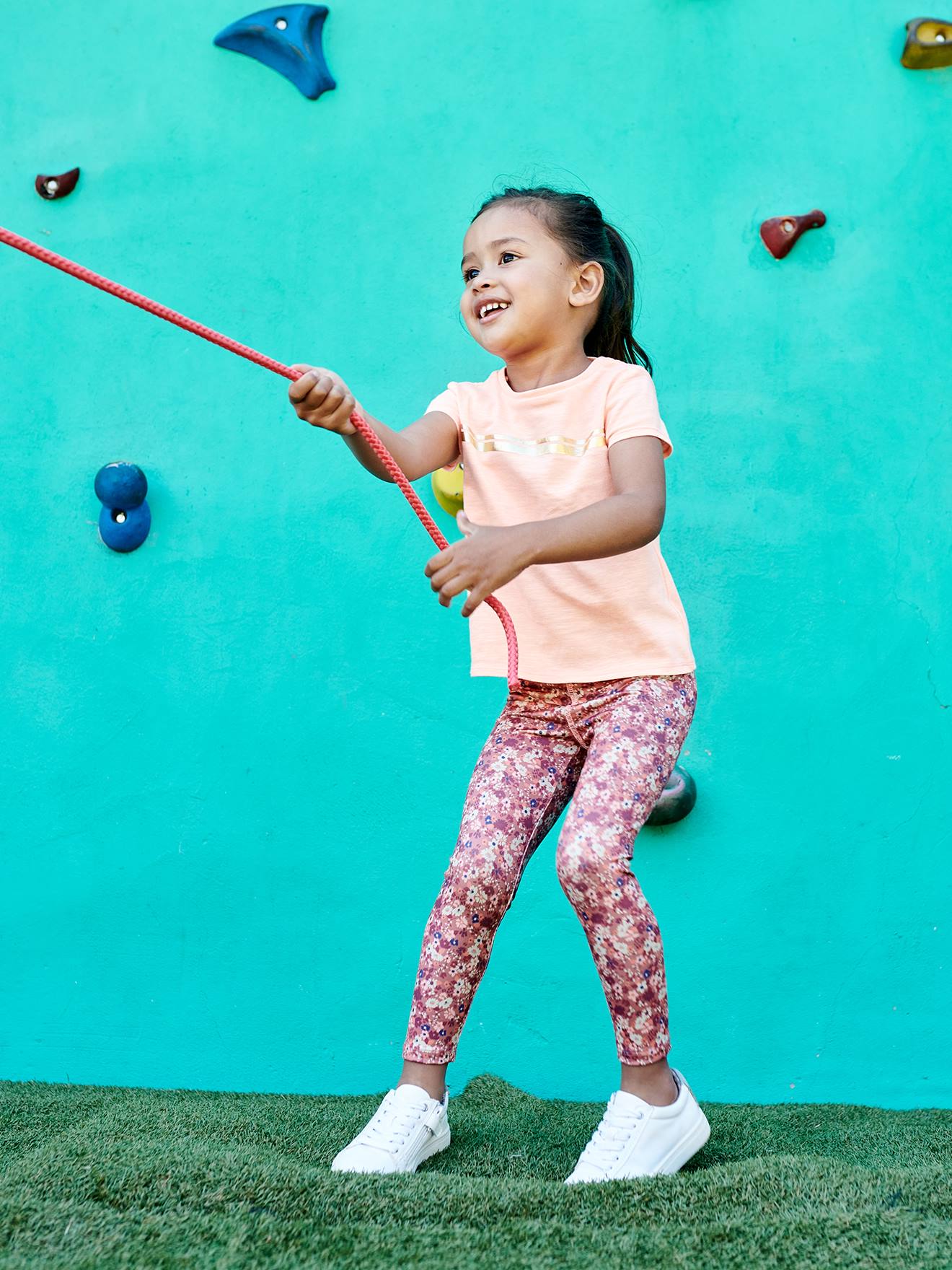 Legging sport imprim en mati re technique fille bleu Fille