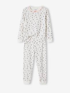 Fille-Pyjama, surpyjama-Pyjama fille personnalisable en maille côtelée avec imprimé fleuri