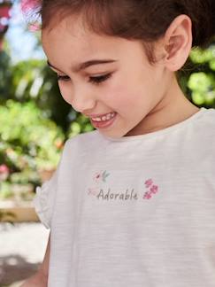 Fille-T-shirt, sous-pull-T-shirt-T-shirt fille brodé "adorable" manches courtes smockées