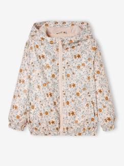 Mädchen-Mantel, Jacke-Regenjacke, Trenchcoat-Mädchen Jacke mit Kapuze, Blumen