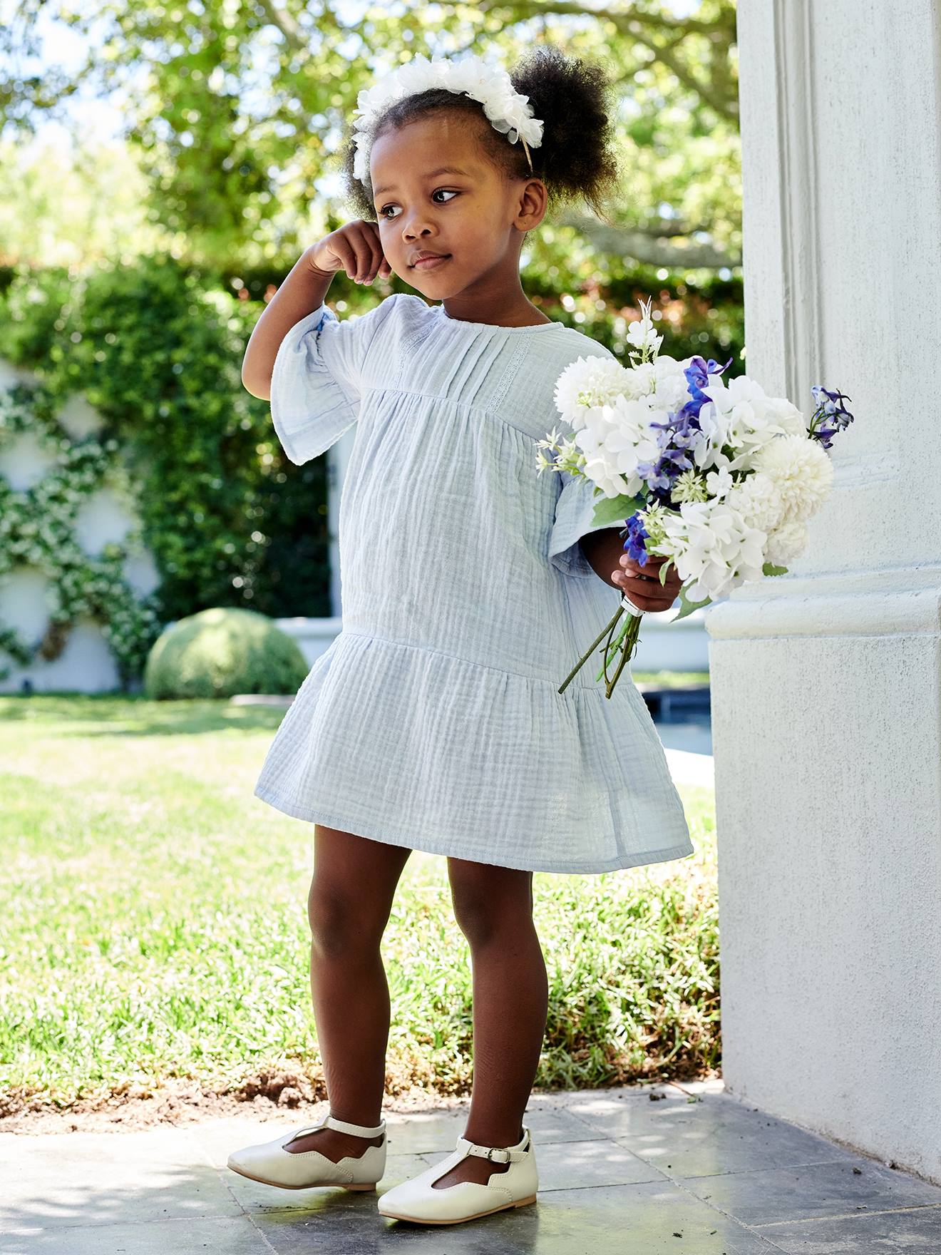 Robe en gaze de coton fille bleu ciel Fille