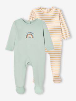 Baby-Strampler, Pyjama, Overall-2er-Pack Jungen Baby Strampler mit Regenbogen