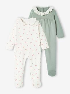 Bébé-Pyjama, surpyjama-Lot de 2 dors-bien interlock bébé fille col en gaze de coton