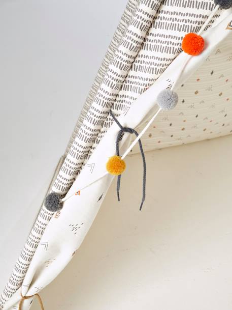 Kinderzimmer-Tipi, wendbar WEISS BEDRUCKT 