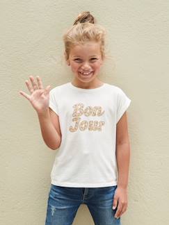 Fille-T-shirt, sous-pull-T-shirt-T-shirt à message motifs fleurs fille