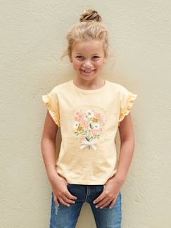 Fille-T-shirt, sous-pull-T-shirt fille motif fantaisie manches courtes volantées