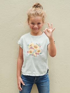 Mädchen-T-Shirt, Unterziehpulli-Mädchen T-Shirt mit Pailletten-Print und Volants